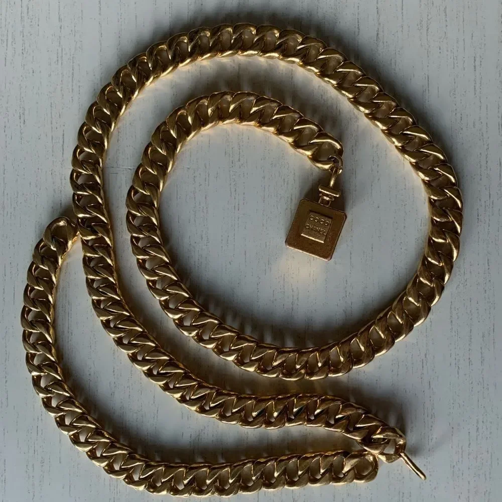 1970s Chanel Gold Toned Perfume Chain Belt Necklace Vintage Pristine condition